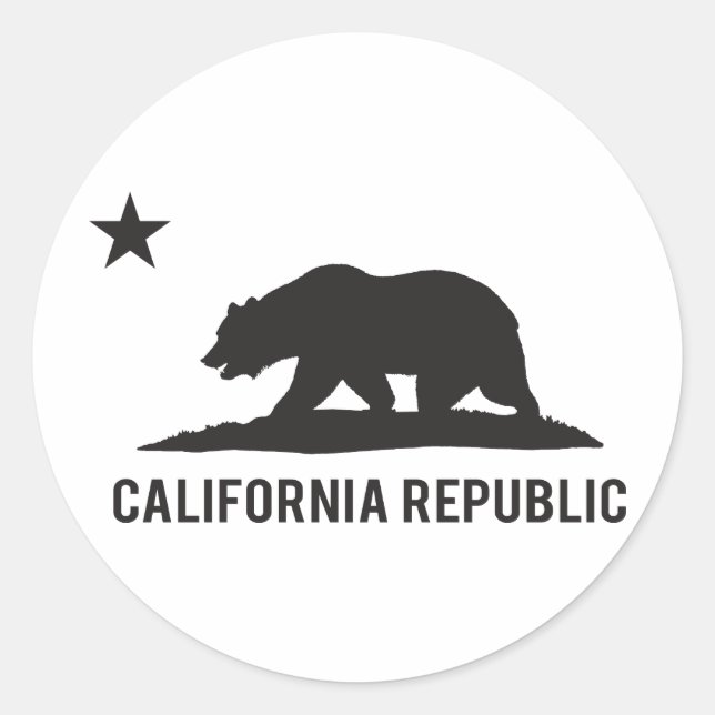 Pegatina Redonda República de California - Básico (Anverso)