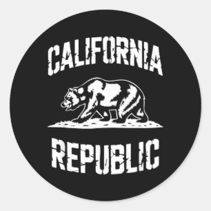Pegatina Redonda República de California Estado Grizzly Retro Vinta