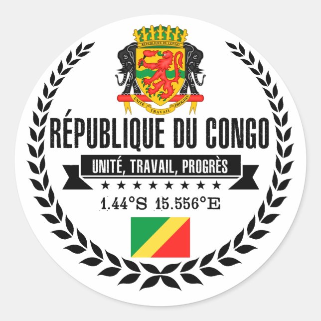 Pegatina Redonda República del Congo (Anverso)