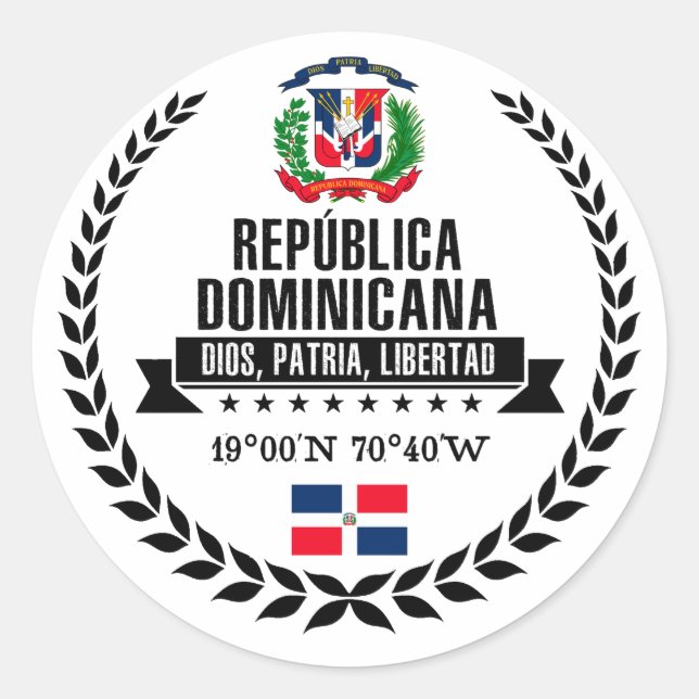 Pegatina Redonda República Dominicana (Anverso)