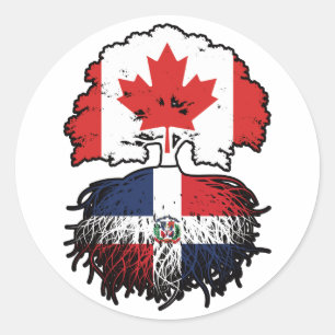 Pegatina Redonda República Dominicana Canadá Árbol de Canadá