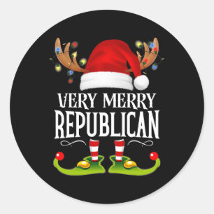 Pegatina Redonda Republicano de Navidad muy alegre que hace juego d