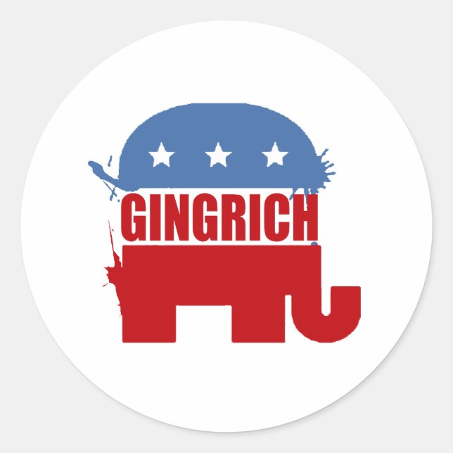 Pegatina Redonda Republicanos para Gingrich (Anverso)