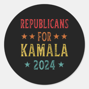Pegatina Redonda Republicanos Por Kamala Harris W Waltz 2024 Raglan