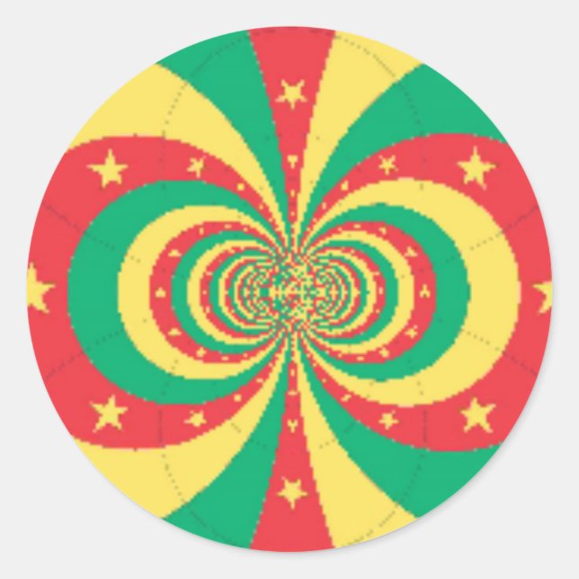 Pegatina Redonda République du Cameroun, estrella de cinco puntas (Anverso)