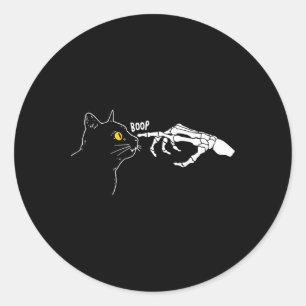 Pegatina Redonda Rero Vintage Black Cat Skeleton Hand Boop Hallowee