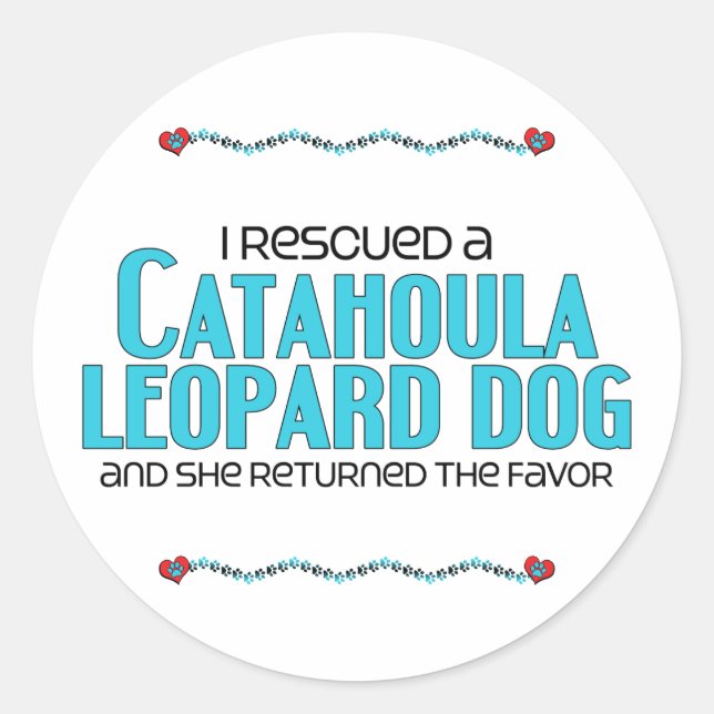Pegatina Redonda Rescaté a un perro leopardo de Catahoula (Perro fe (Anverso)