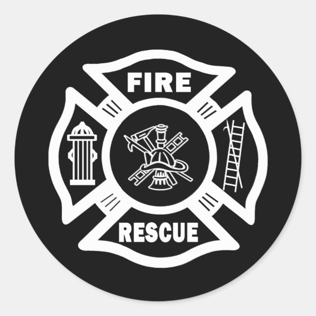 Pegatina Redonda Rescate de incendios (Anverso)