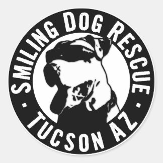 Pegatina Redonda Rescate de perros sonrientes