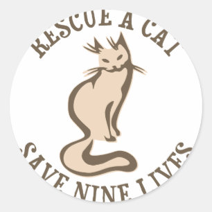 Pegatina Redonda Rescate De Un Gato Salva Nueve Vidas