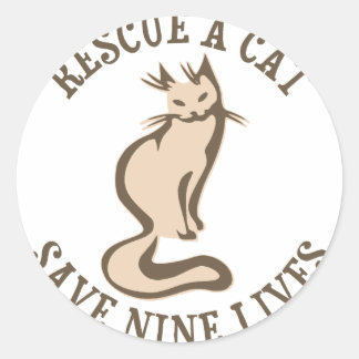 Pegatina Redonda Rescate De Un Gato Salva Nueve Vidas