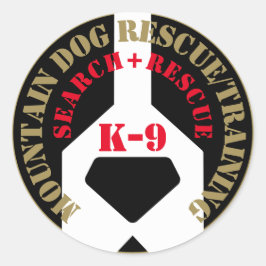 Pegatina Redonda Rescate/entrenamiento de perros de montaña K-9