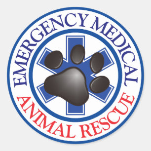 Pegatina Redonda RESCATE Médico de Emergencia Animal RESCATE CLÁSIC