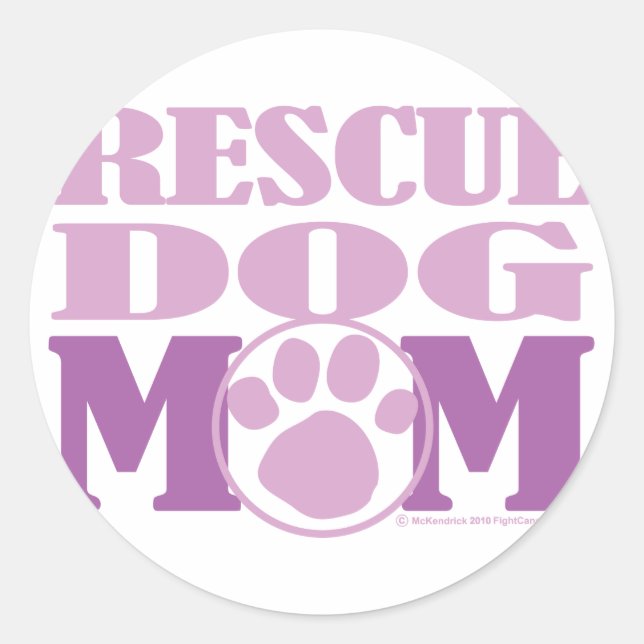 Pegatina Redonda Rescue Dog Mom (Anverso)