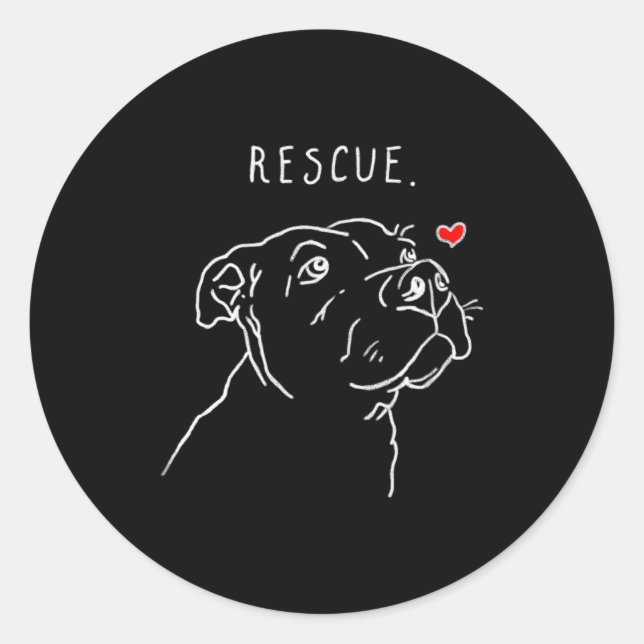 Pegatina Redonda Rescue Dog Tbull Drawing Rescue Mom Adopt Dont  (Anverso)