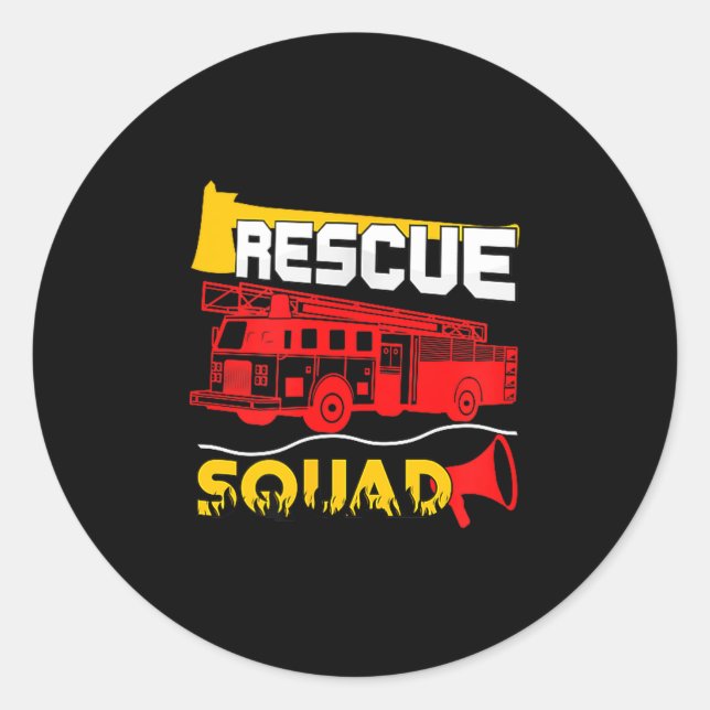 Pegatina Redonda Rescue Squad Lifesaver Fireman Gift Proud Firefigh (Anverso)