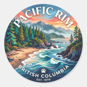 Pegatina Redonda Reserva del Parque Nacional Pacific Rim Canadá