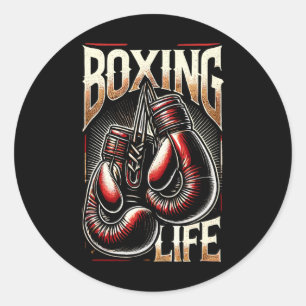 Pegatina Redonda Resilencio en la formación de boxeo por vida de bo