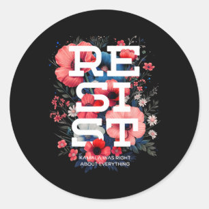 Pegatina Redonda Resist Floral Boho
