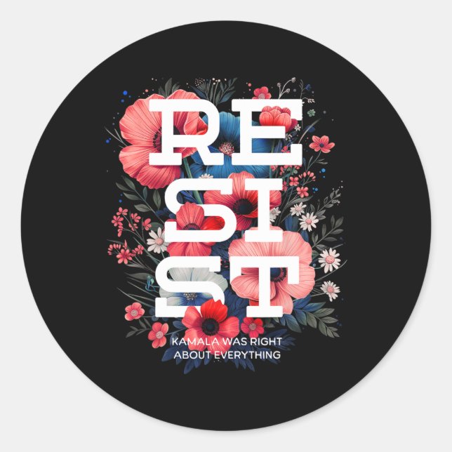 Pegatina Redonda Resist Floral Boho (Anverso)