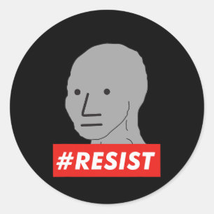 Pegatina Redonda Resist Npc Carácter No Reproducible Sjw Wojak Meme