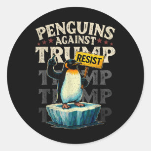 Pegatina Redonda Resist Penguin Activism Diseño Gráfico 0