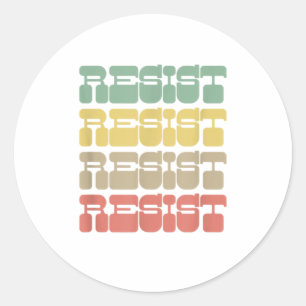 Pegatina Redonda Resista a la resistencia retro retro feminista de