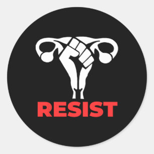 Pegatina Redonda Resista a Uterus por los derechos de la mujer a fa