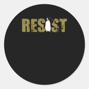 Pegatina Redonda Resista Activismo Pingüino Diseño Gráfico Res Ping