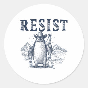 Pegatina Redonda Resista del activismo de los pingüinos Gráfico vin