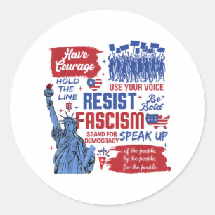 Pegatina Redonda Resista Fascismo Activista liberal Anti-Trump 4.º