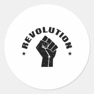 Pegatina Redonda Resista Star Revolution Rebellion Retro Black Che 