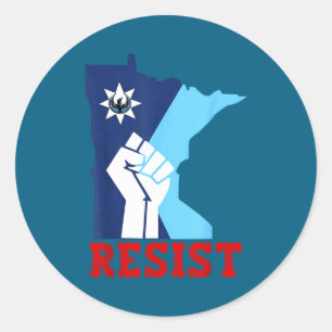 Pegatina Redonda Resiste Rebelde de Minnesota Nuevo Estado
