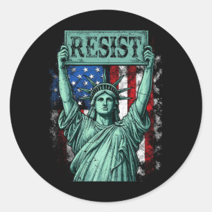 Pegatina Redonda Resiste Retro No Es Mi Presidente Anti-trump 