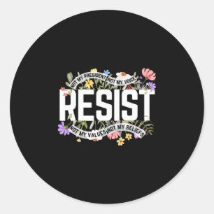 Pegatina Redonda Resistencia floral anti-Trump No es mi presidente 