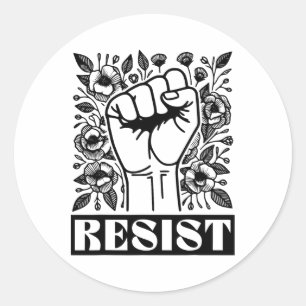 Pegatina Redonda Resistir a la floral anti Trump Protesta política