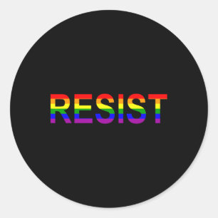 Pegatina Redonda Resistir a la Novedad política del arcoiris contra