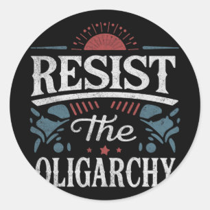 Pegatina Redonda Resistir a la oligarquía contra Trump