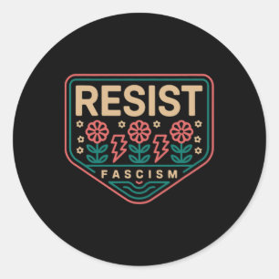 Pegatina Redonda Resistir a la protesta fascista contra Trump 2