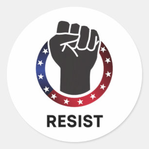Pegatina Redonda Resistir a la protesta política contra Trump - res