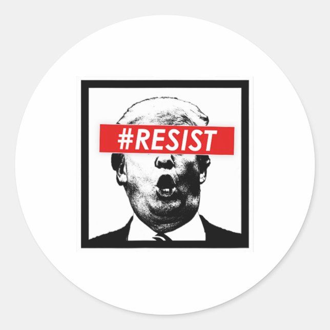 Pegatina Redonda Resistir a Trump (Anverso)