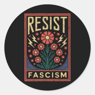 Pegatina Redonda Resistir al fascismo como protesta contra Trump