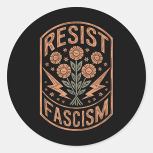 Pegatina Redonda Resistir al fascismo como protesta contra Trump