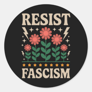 Pegatina Redonda Resistir al Fascismo Protesta Trump Anti Trump 14 