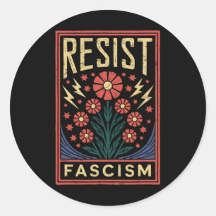Pegatina Redonda Resistir al Fascismo Protesta Trump Anti Trump _4 