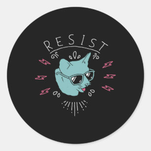 Pegatina Redonda Resistir al gato de Trump, protesta anti Trump, an