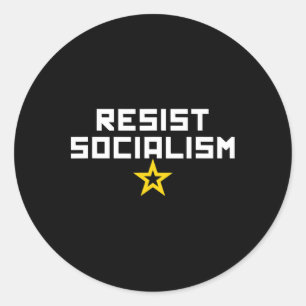 Pegatina Redonda Resistir al socialismo contra el socialismo izquie