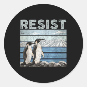 Pegatina Redonda Resistir el activismo pingüino