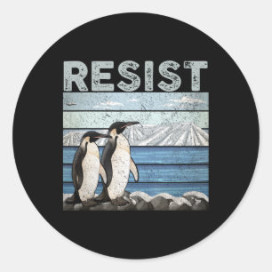 Pegatina Redonda Resistir el activismo pingüino