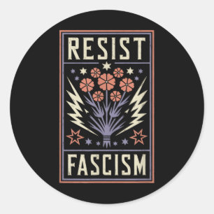 Pegatina Redonda Resistir el fascismo como protesta contra Trump _6